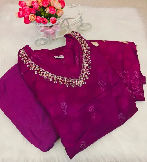 PREMIUM VIOLET KURTI SET KS19